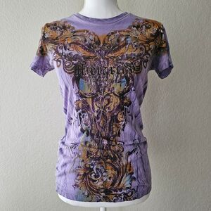 Hierarchy Couture purple Y2K grunge style graphic tee Size S